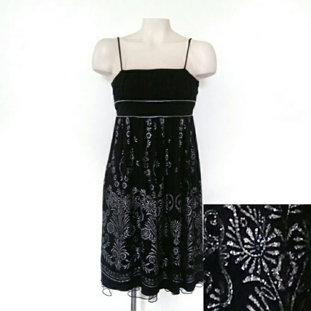 City Triangles Silver Glitter Fit and Flare Dress Y2K  Whimsigoth Vintage Petite